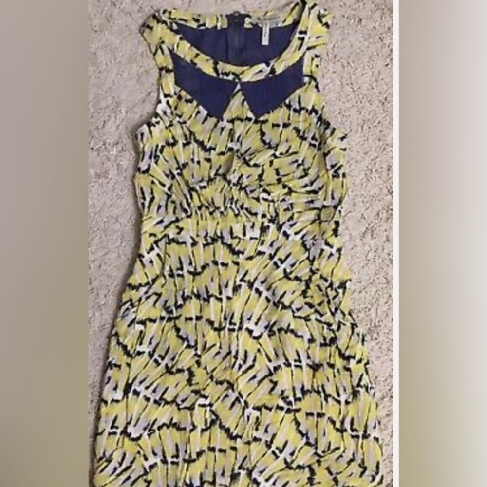 PENA WOMAN Collection yellow blue sleeveless mini mid thigh dress Size Small L